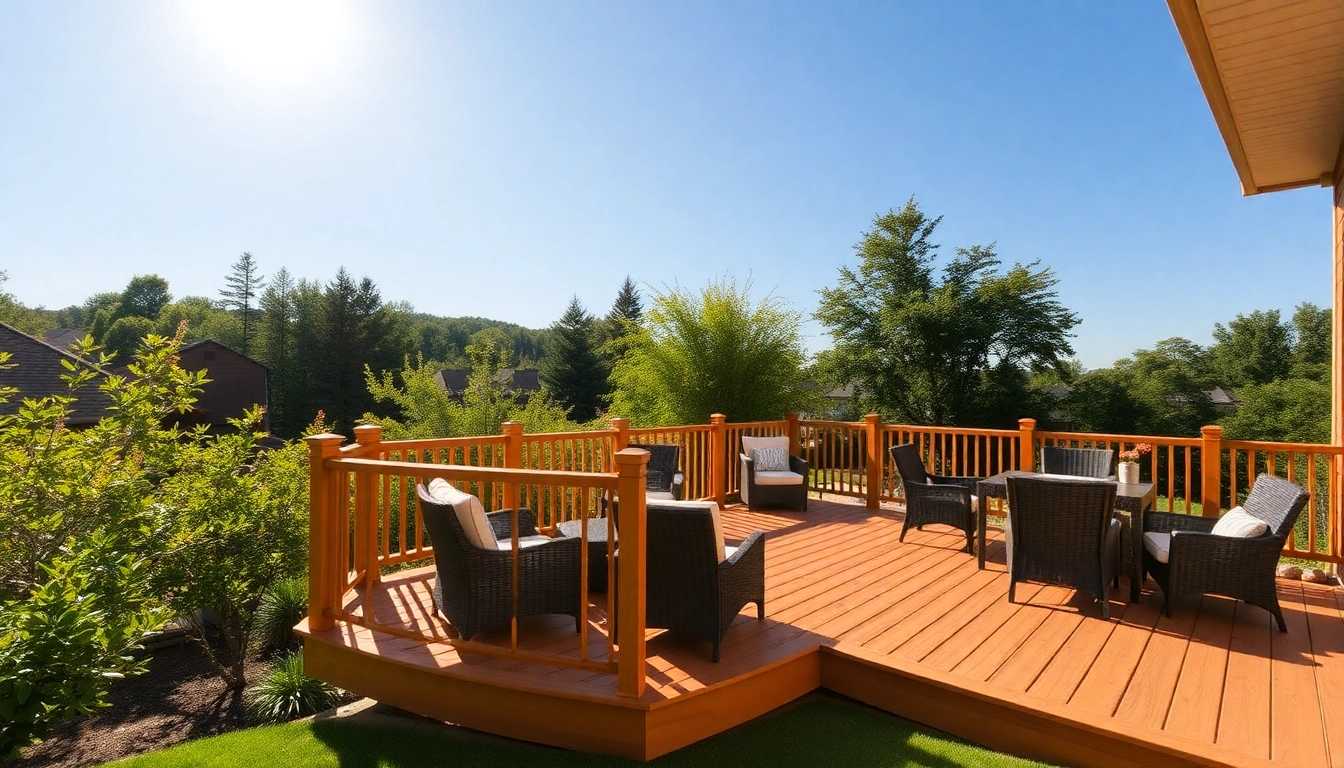 Detailed view of deck construction featuring wooden beams and railings, showcasing craftsmanship.