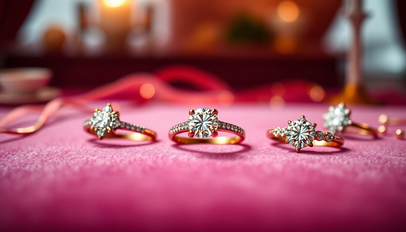 Showcase exquisite 2 Carat Engagement Rings with brilliant sparkle on a velvet background.