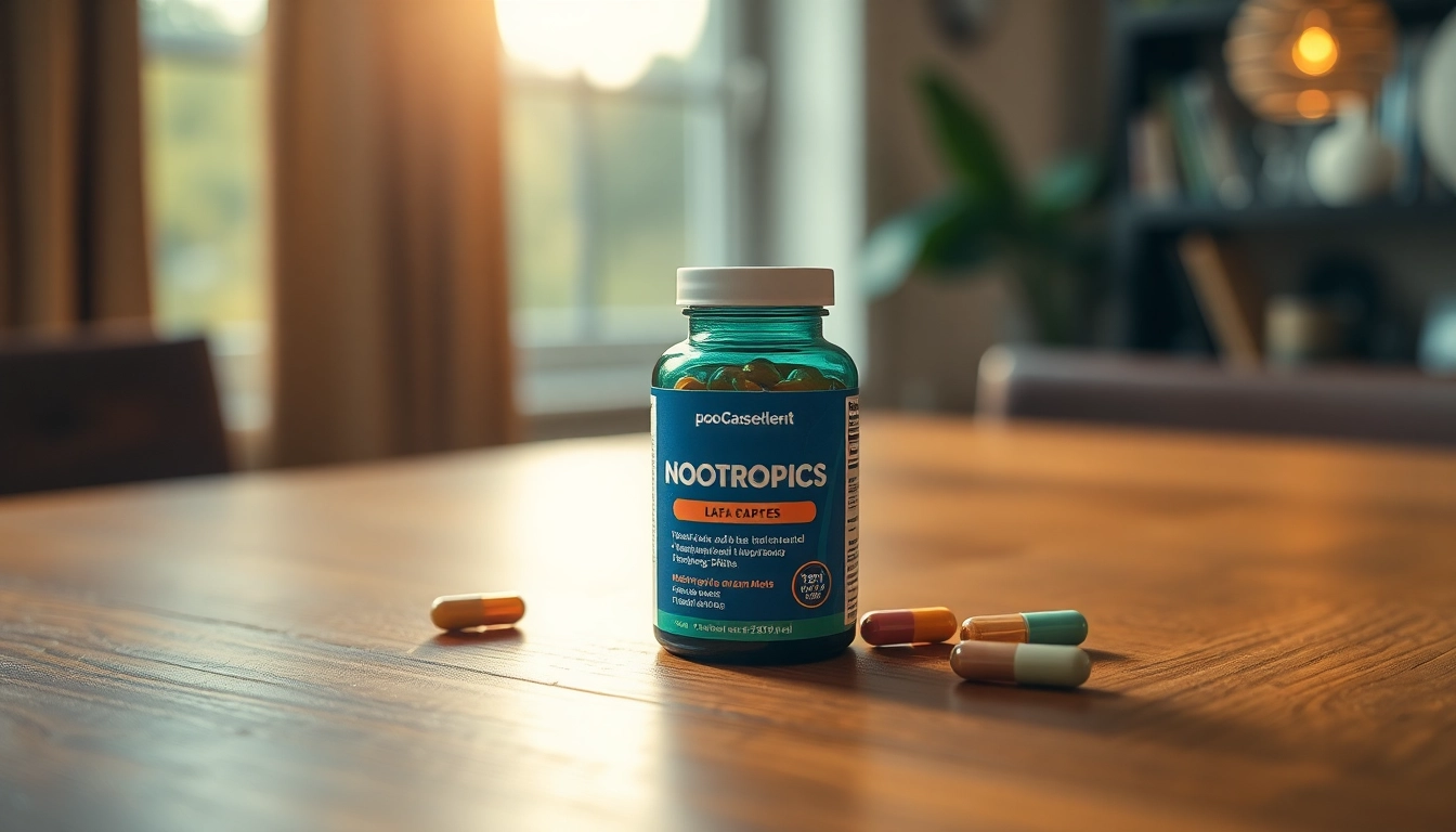 Boost cognitive performance with an array of vibrant nootropics capsules on a rustic table.