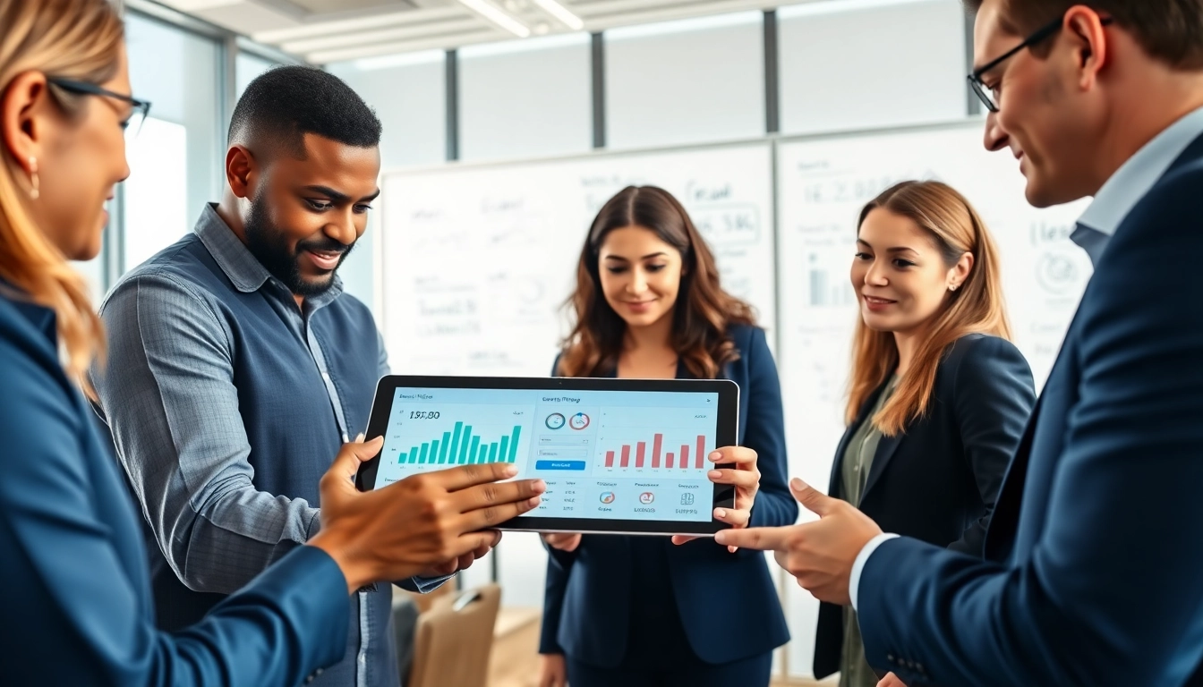 Analyze competitor pricing data with a focused team during a strategic meeting.