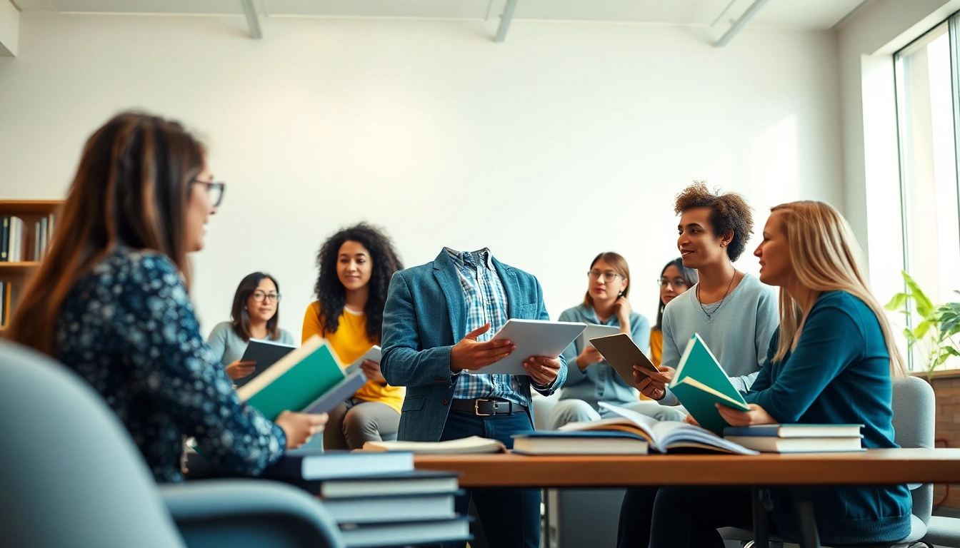 Verschiedene Studierende diskutieren über Alternative Medizinstudium in einem modernen Klassenzimmer.