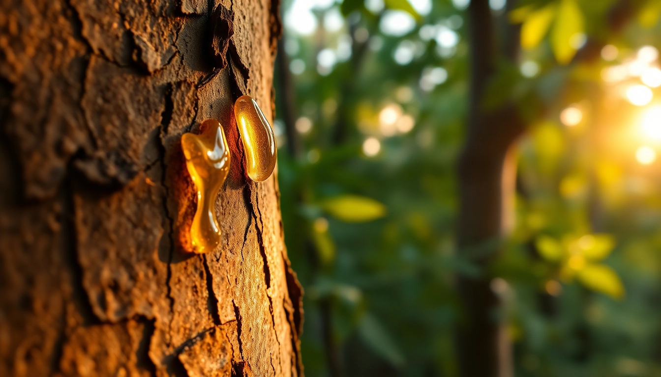 Admirez l'arbre de Styrax produisant du benjoin avec sa résine brillante.