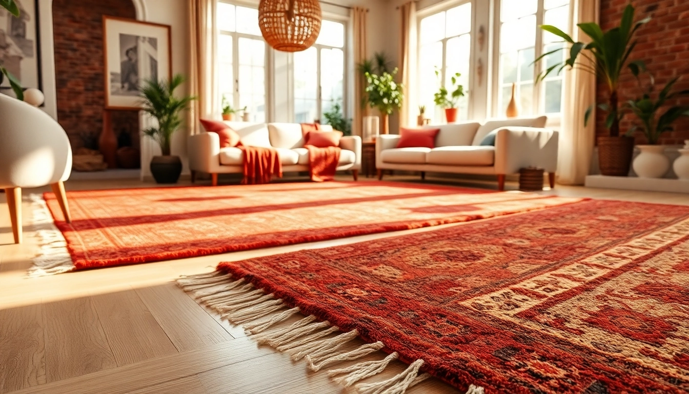 Boujaad vintage rugs beautifully showcased in a sunlit living room setting.