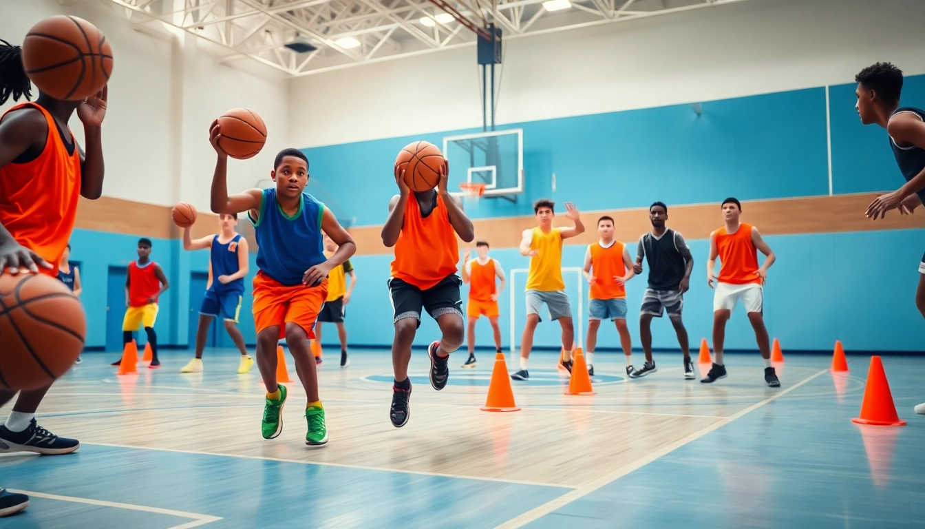 Youth athletes training at the Takeover Basketball Academy, showcasing teamwork and motivation.