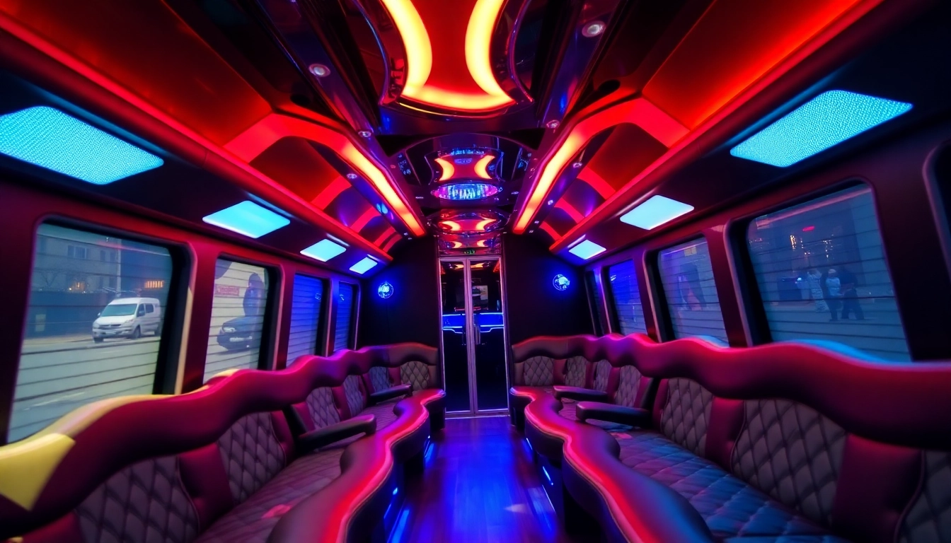 Ride in style with our luxurious Atlanta party bus featuring plush seating and modern lighting for unforgettable events.