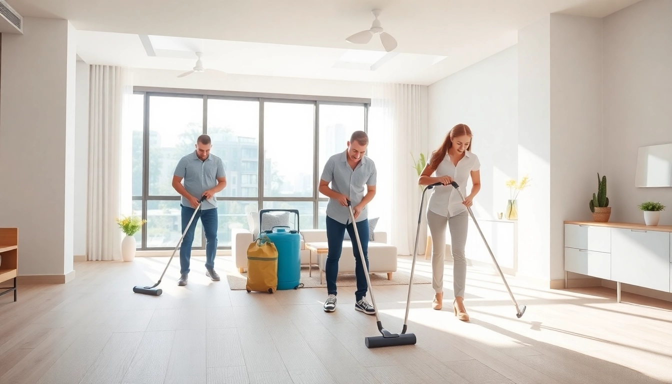 Trustworthy bond cleaning Brisbane service team efficiently cleaning a bright apartment.