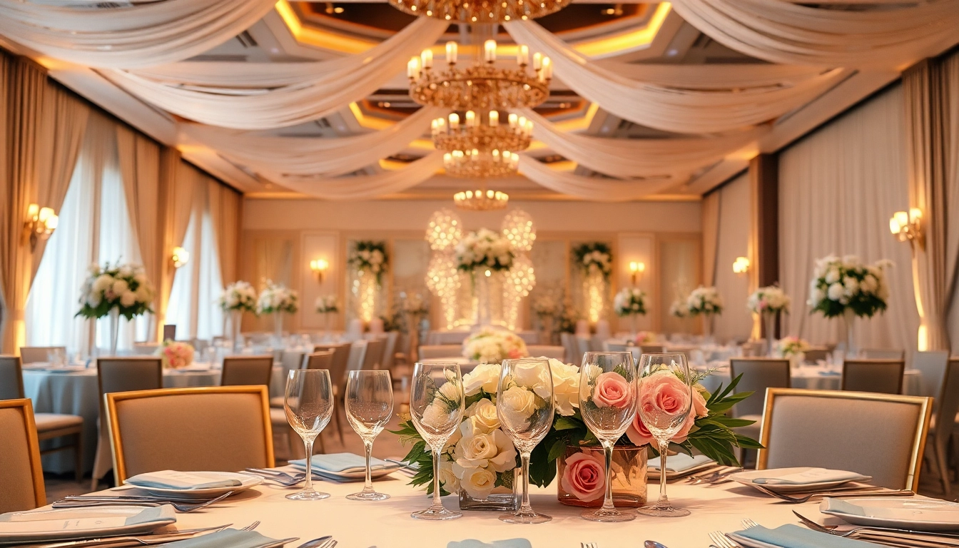 Set up for a memorable celebration at le prestige hall, featuring elegant decor and a festive atmosphere.