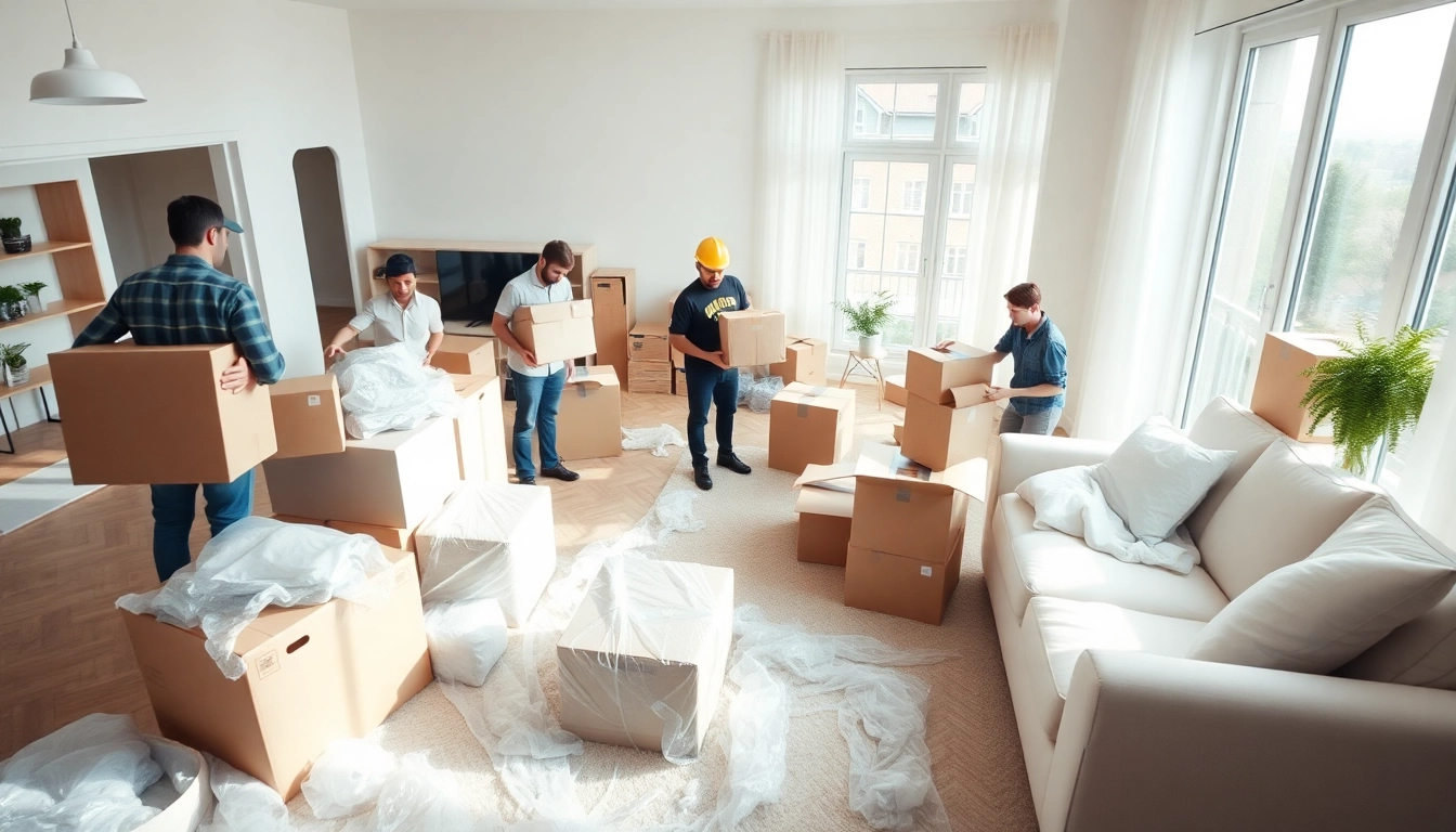 Best Toronto movers packing a household setup in a bright living room during a move.