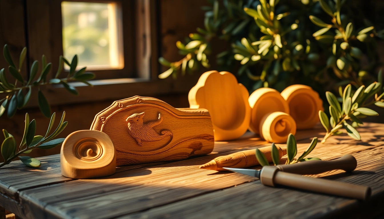 Admire exquisite Olive wood carvings showcasing intricate craftsmanship and artistry.